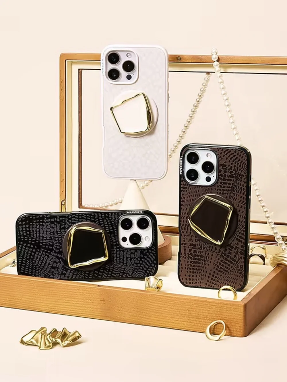 PopSockets PopTop Enamel Obsidian Cut MagSafe PopGrip Phone Grip Black Gold NEW